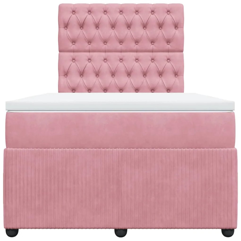 Cama boxspring com colchão 120x200 cm veludo rosa