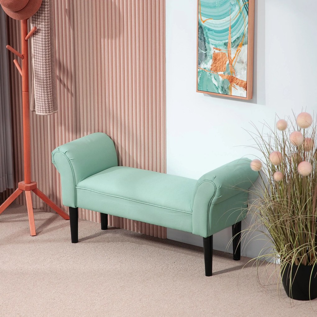 Banco acolchoado 102 x 36 x 51 cm para a cabeceira da cama, para quarto, em tecido de voile, verde