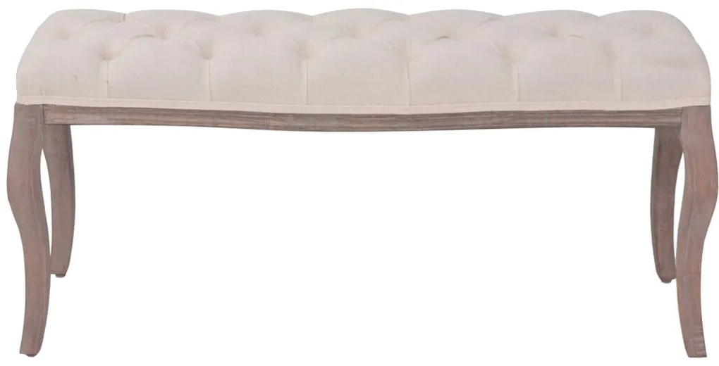Banco em linho e madeira maciça 110x38x48 cm branco nata