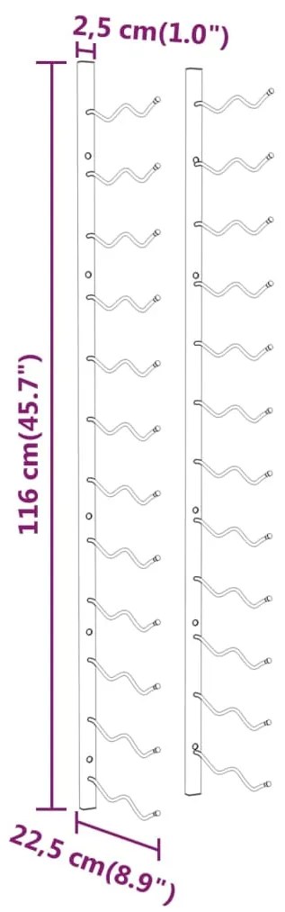 Garrafeira de parede para 24 garrafas ferro branco