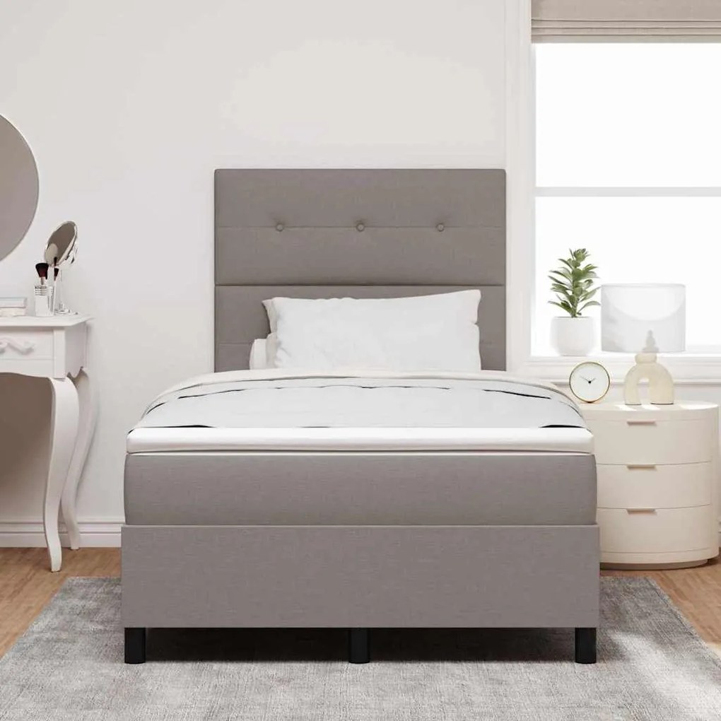 Cama Box Spring com Colchão Taupe Casal Pequena Tecido