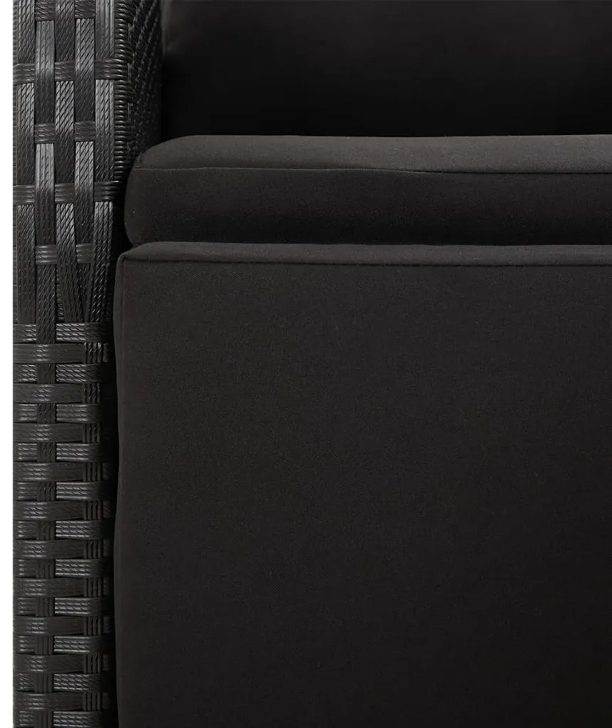 7 pcs conjunto de jantar p/ jardim c/ almofadões vime PE preto