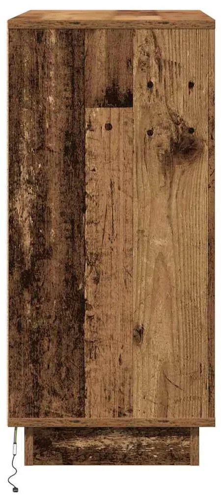 Criado-mudo vidaXL com LED Madeira Antiga 71x34,5x75 cm Madeira de Eng