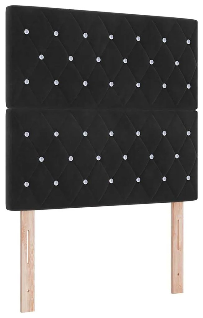 Cama Box Spring com Colchão e LED Preta 90x190 cm Veludo