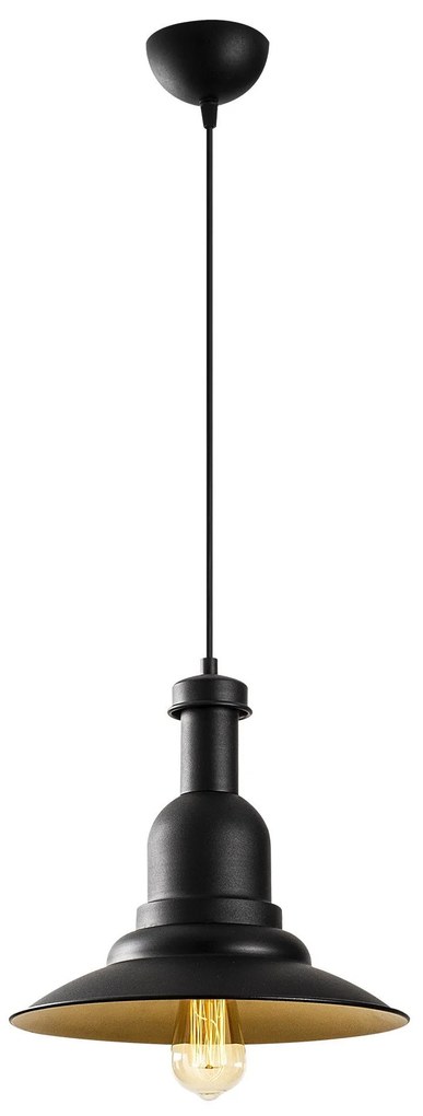 Candeeiro de Teto Saglam – Preto e Dourado – 33 cm de Diâmetro x 126 c