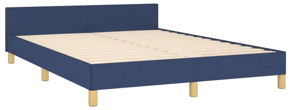 Estrutura de cama c/ cabeceira 140x190 cm tecido azul