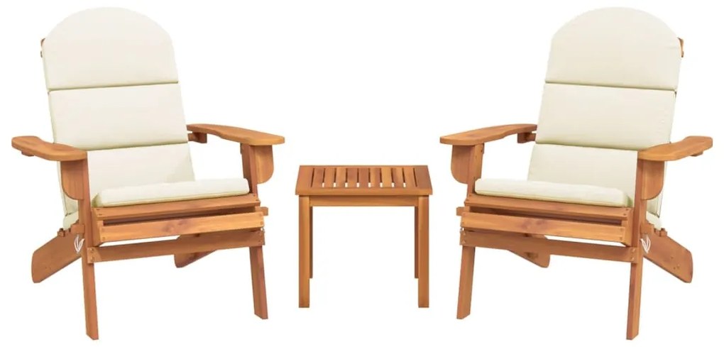3 pcs conjunto lounge de jardim Adirondack acácia maciça