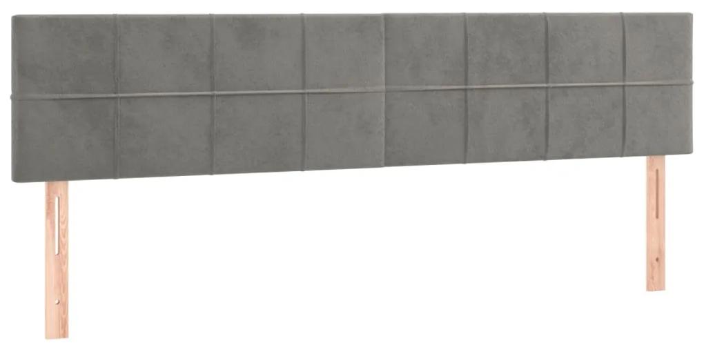 Cama com molas/colchão 200x200 cm veludo cinzento-claro