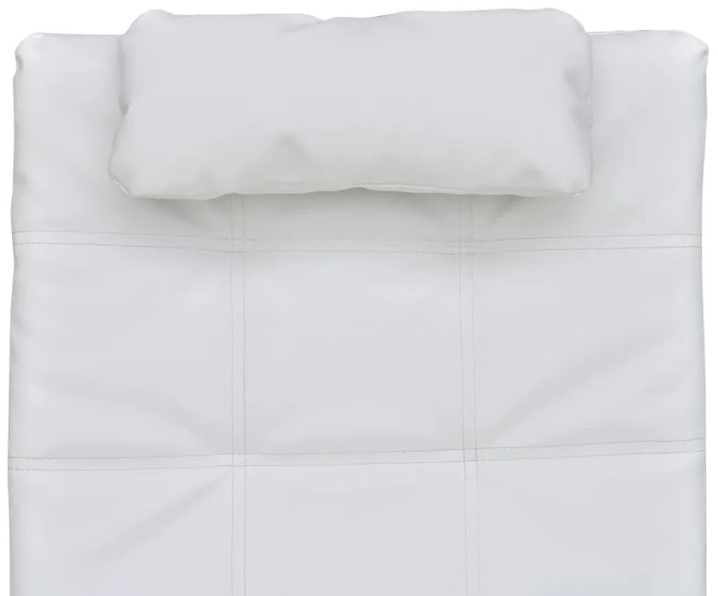 Chaise longue com almofada couro artificial branco