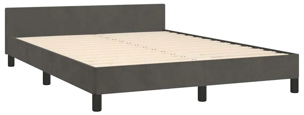 Estrutura de cama sem colchão 140x190 cm veludo cinzento-escuro