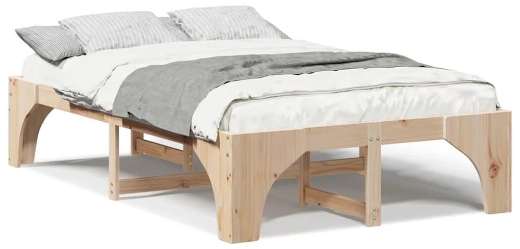 Estrutura de cama de chão Castanho 140 x 190 cm