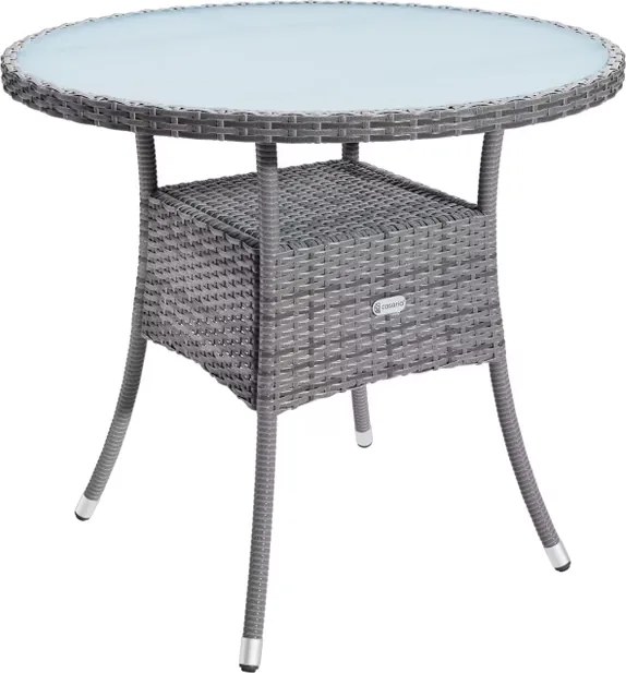 Mesa Jardim redonda Polyrattan Ø80cm Cinza