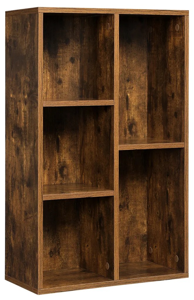 Estante infantil de madeira com 5 compartimentos | VASAGLE | 50 x 24 x 80 cm | castanho rústico | LBC025X01.