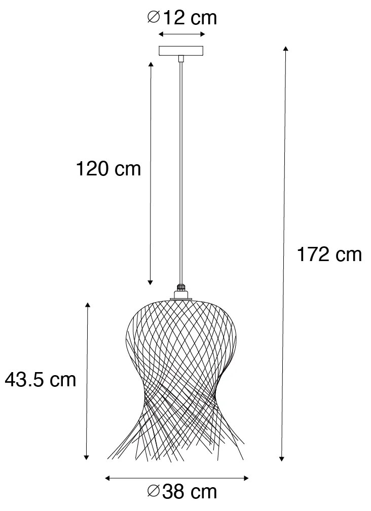 Candeeiro suspenso exterior oriental em bambu IP44 - Carlos Oriental