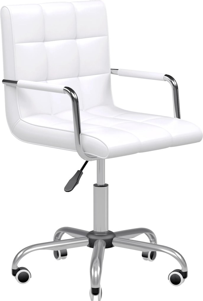 Cadeira de escritório, giratória com altura ajustável, revestimento sintético acolchoado branco