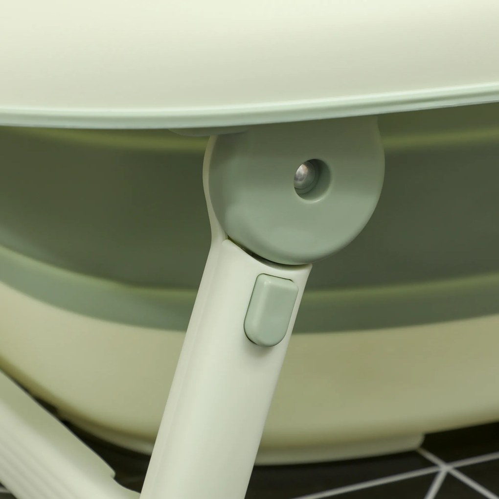 Banheira Dobrável Bebé com Almofada de Banho Suporte Orifício de Drenagem e de Chuveiro 86x53x25,5 cm Verde