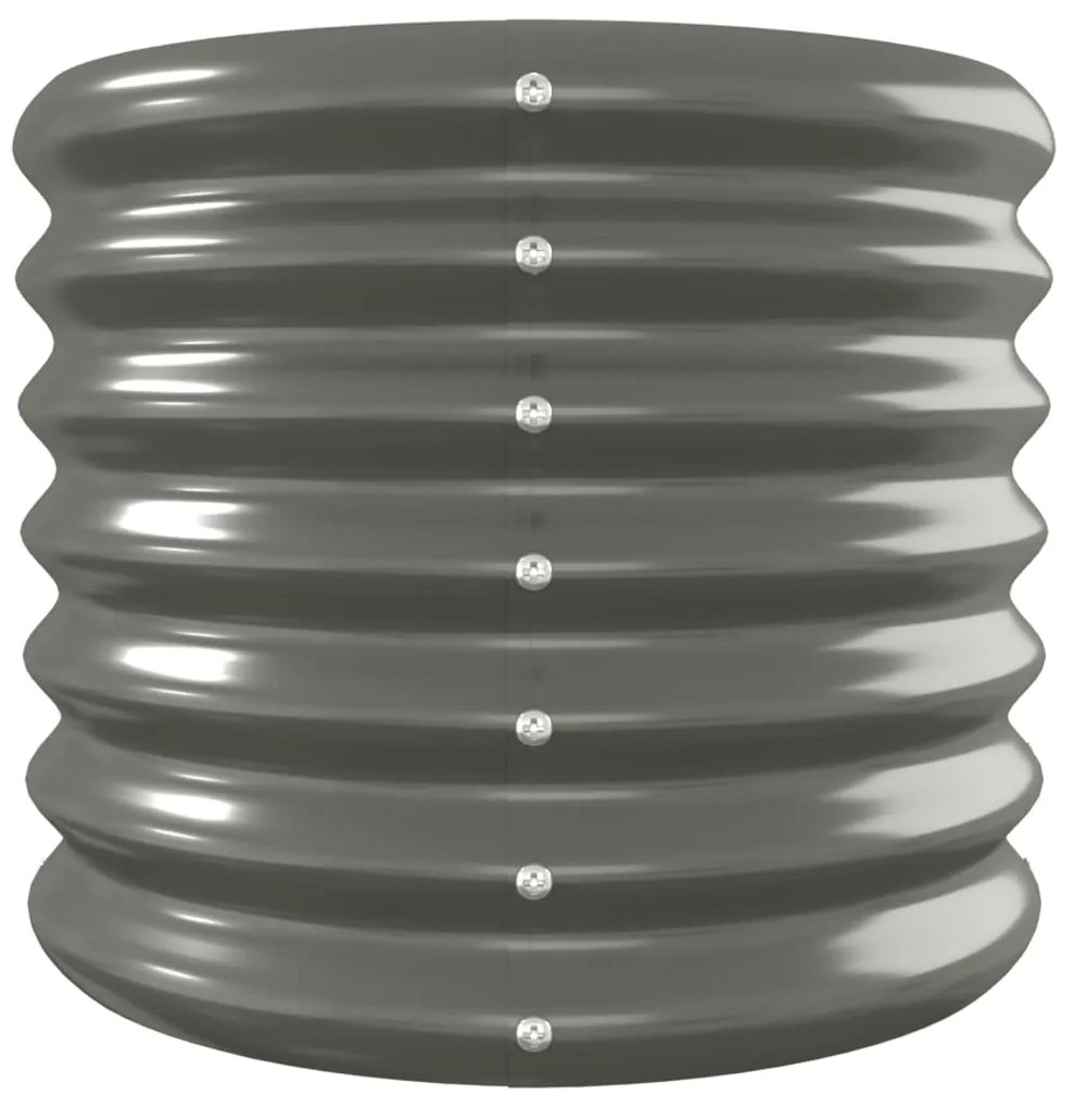 Canteiro elevado jardim 260x40x36cm aço revestido a pó cinzento