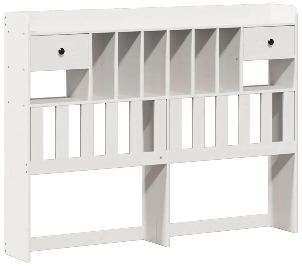 Cama com estante sem colchão 150x200 cm pinho maciço branco