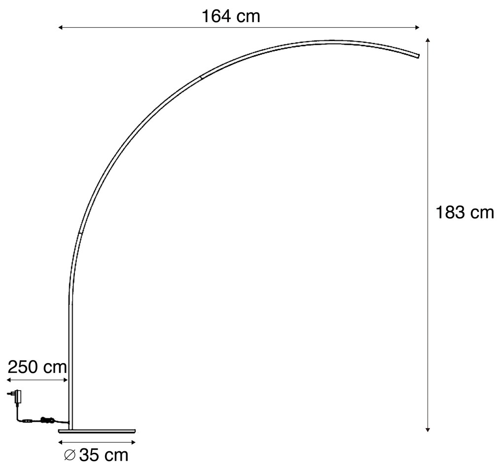 Candeeiro de Arco Moderno Latão Incl. LED com Dimmer de Toque - Arlow Moderno