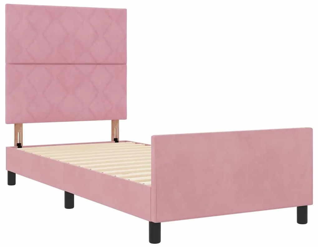 Cama vidaXL Rosa 90x190 cm Veludo