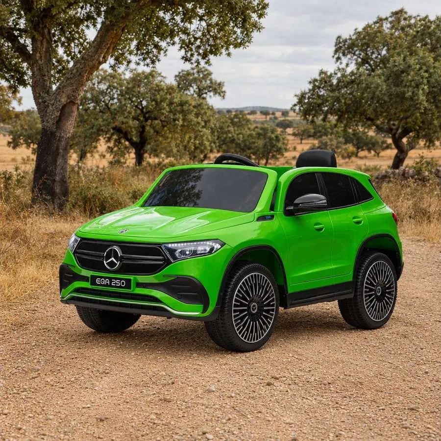 Carro elétrico para Crianças 12V 4x4 Mercedes Benz EQA 250 Rodas Espuma EVA, Assento couro ecológico Verde