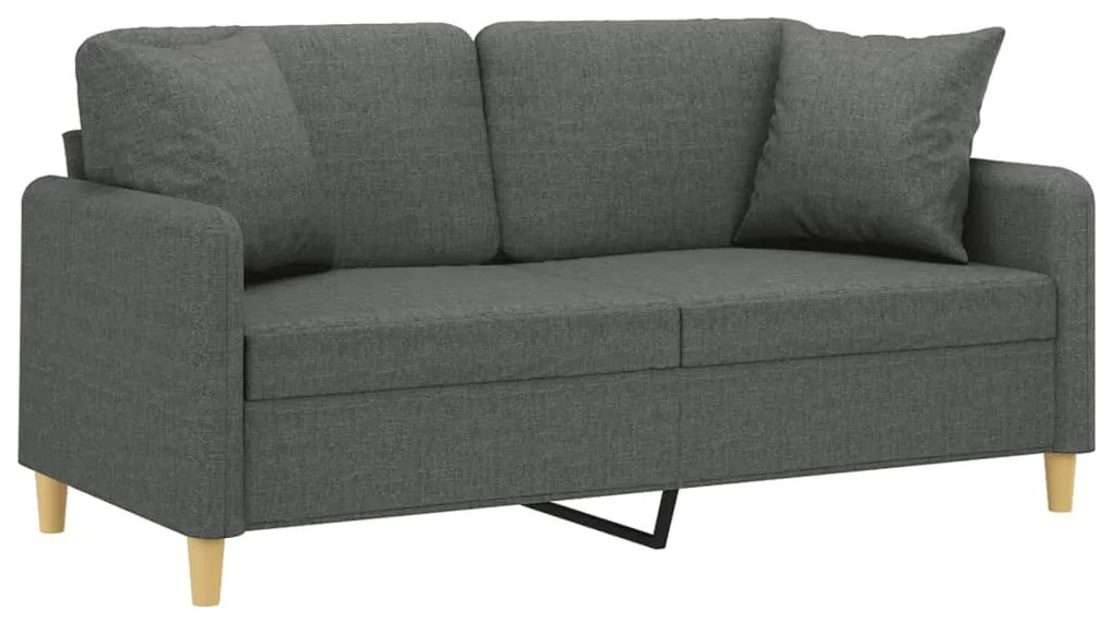 Sofá 2 lugares +almofadas decorativas 140cm tecido cinza-escuro