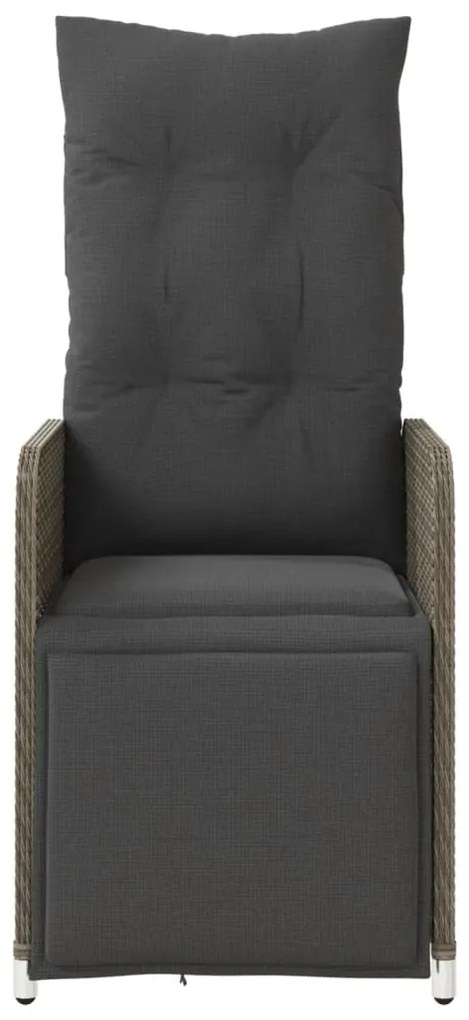 Cadeiras jardim reclináveis 2 pcs c/ almofadões vime PE cinza