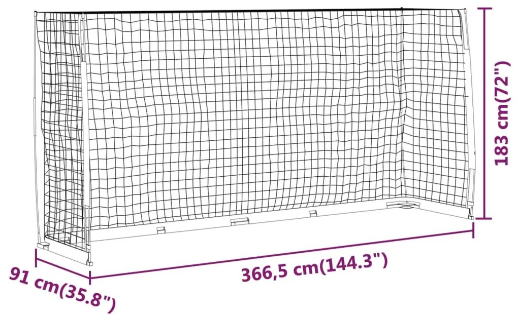 Baliza de futebol 366,5x91x183 cm aço