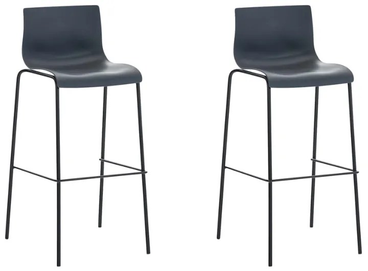 Conjunto de 2 bancos de bar Hoover em plástico e com estrutura preta 43 x 100 x 48 cm Cinzento