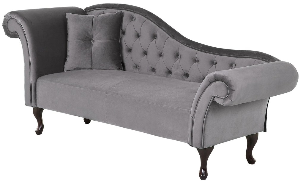 Chaise-longue em veludo cinzento apoio esquerdo LATTES Beliani