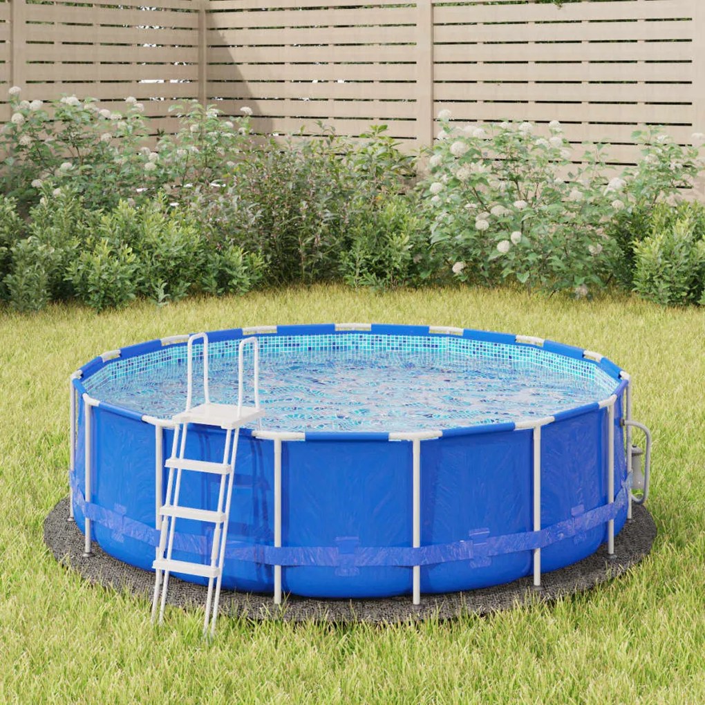 vidaXL Pano para chão de piscinas Ø244 cm poliéster geotêxtil cinza
