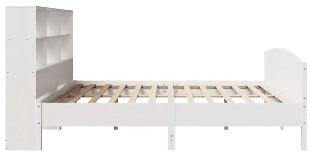 Cama com estante sem colchão 180x200 cm pinho maciço branco