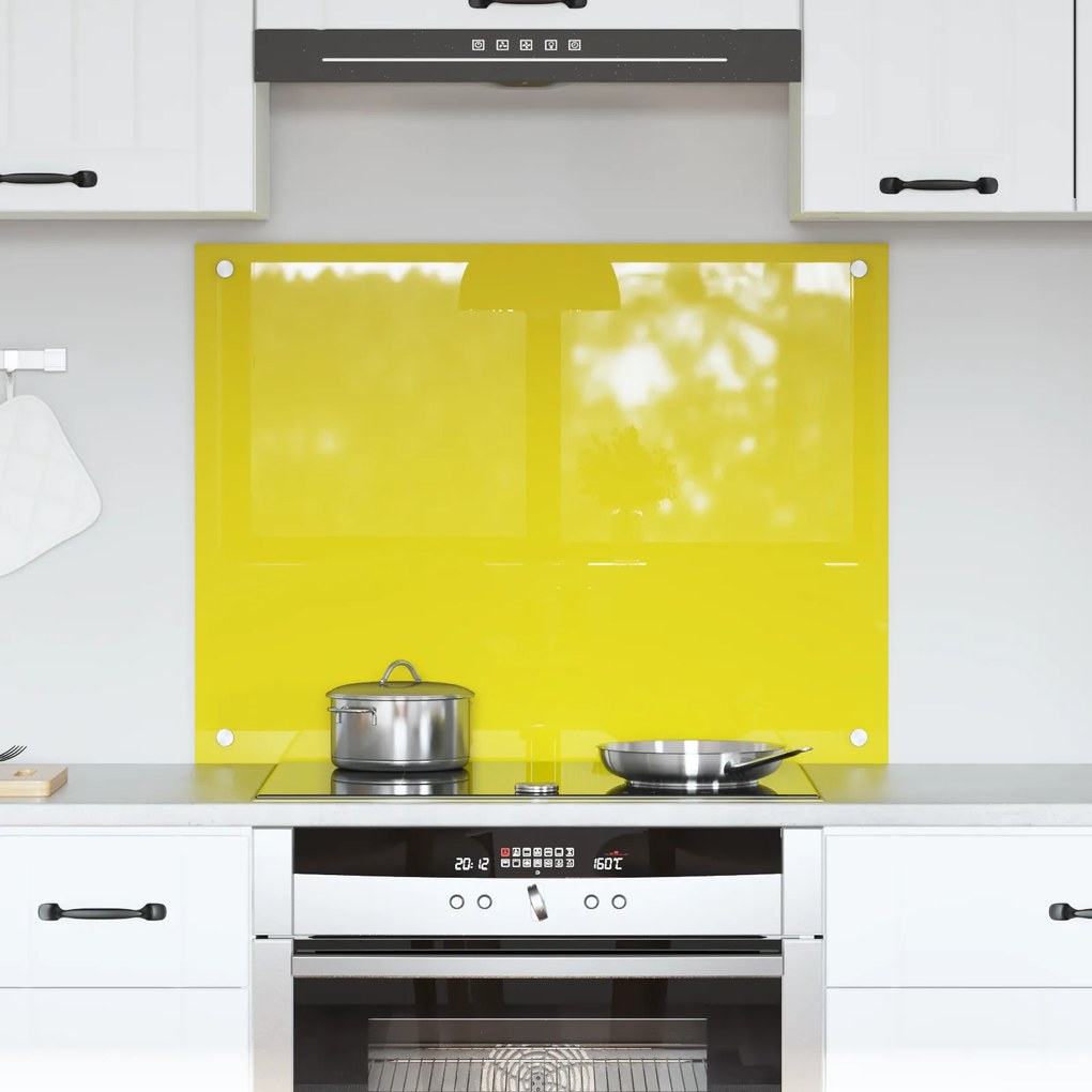 Placa de Recuo de Cozinha vidaXL Amarelo 80x60x0,6 cm em Vidro Temperado