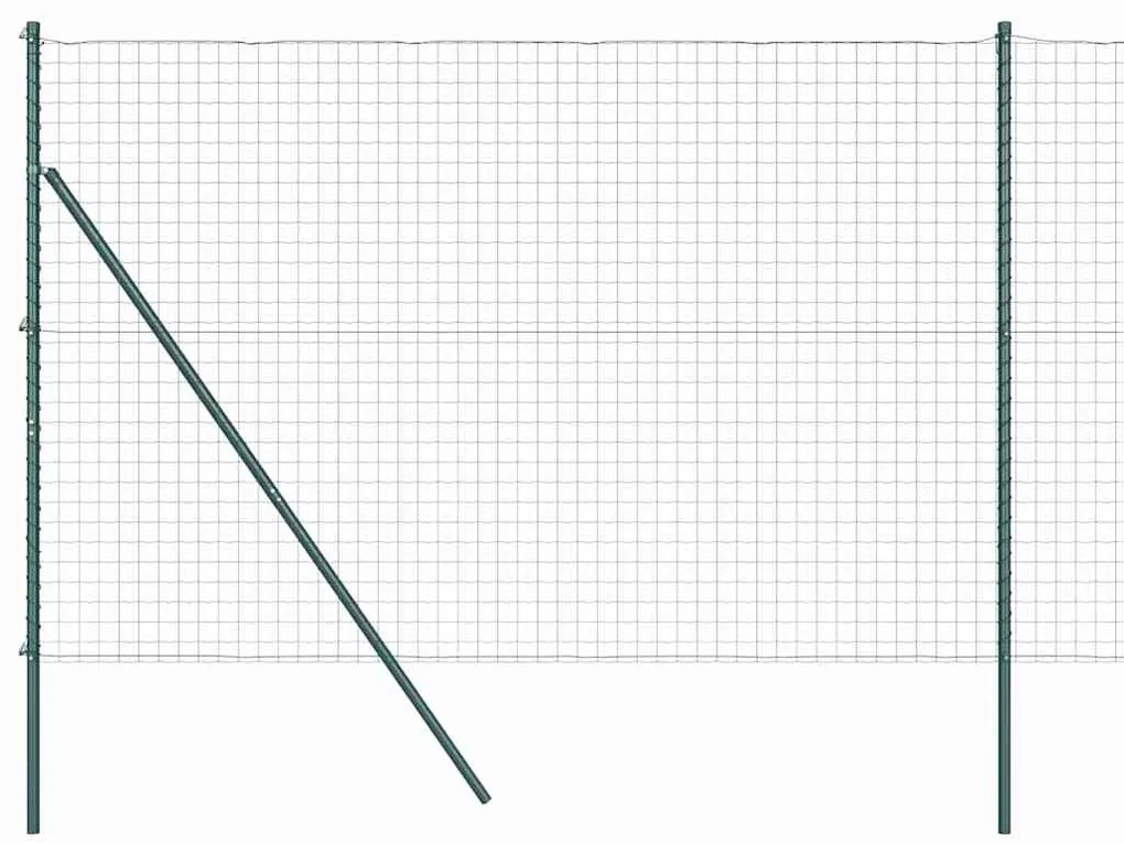 Cerca Euro com 7 Postes 1.5x10 m em Aço Galvanizado Verde