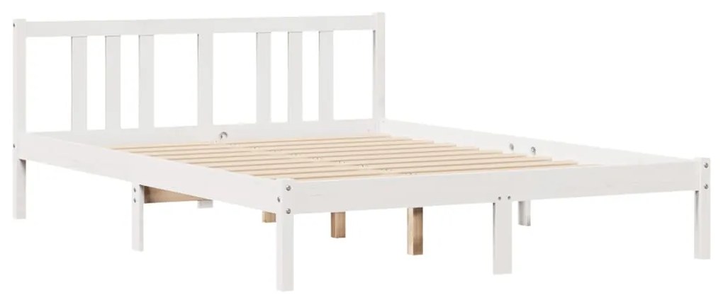 Cama sem colchão 160x200 cm madeira de pinho maciça branco