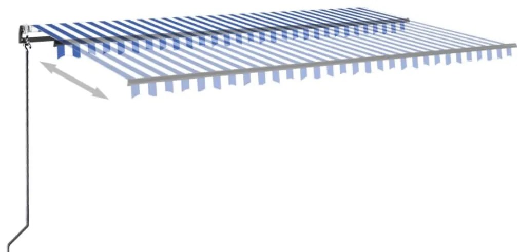 Toldo automático LED e sensor de vento 500x300 cm azul e branco