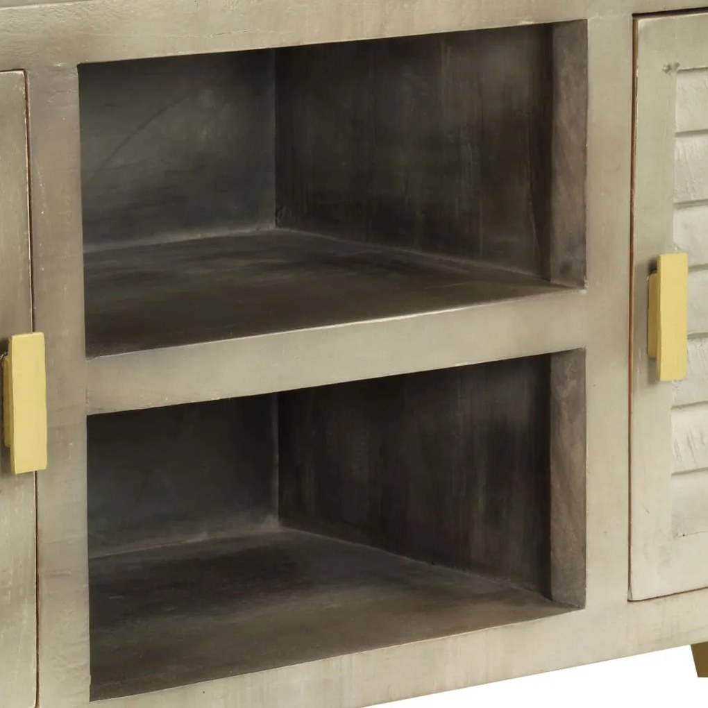 Móvel de TV 110x30x48 cm mangueira maciça cinzento e bronze