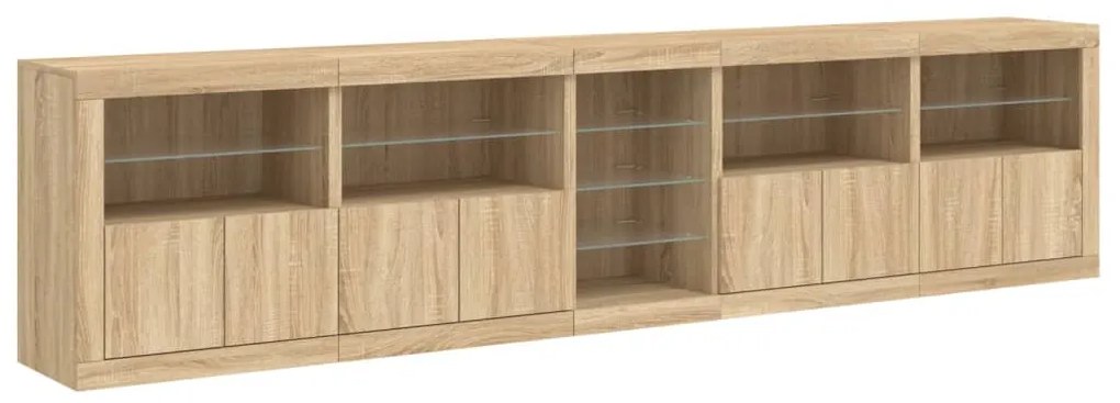 Aparador com luzes LED 283x37x67 cm carvalho sonoma