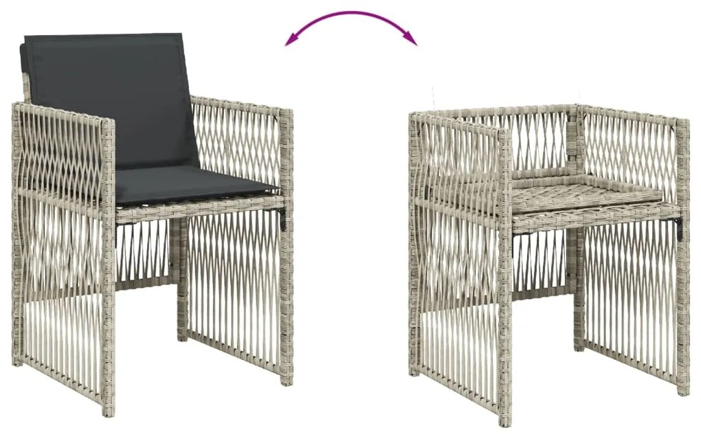 5 pcs conjunto de jantar p/ jardim c/ almofadões cinzento claro