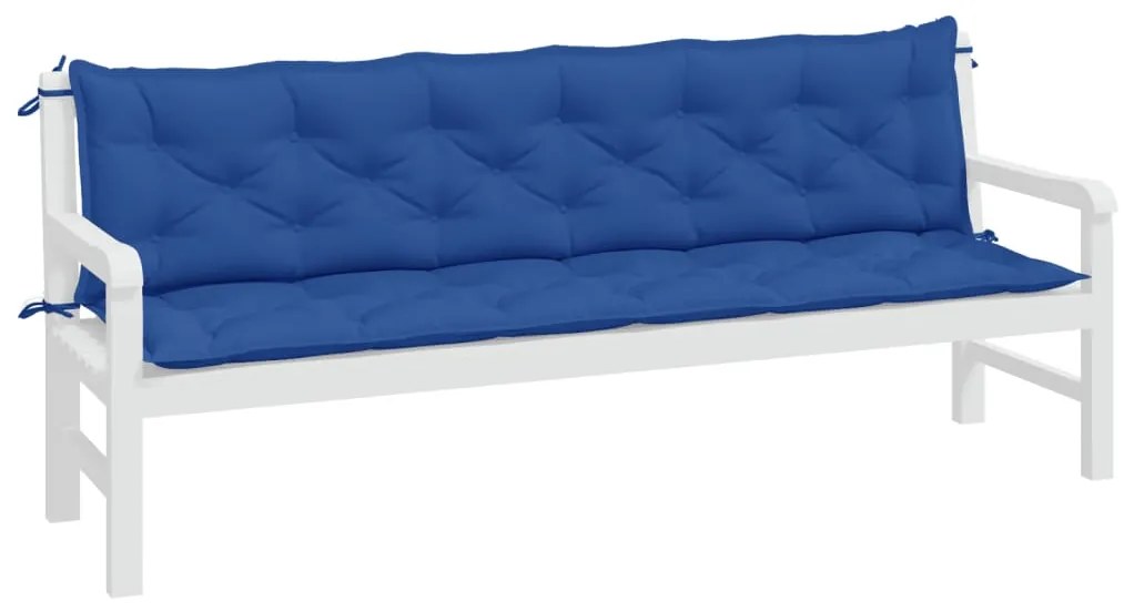 Almofadões banco jardim 2 pcs 200x50x7cm tecido oxford azul