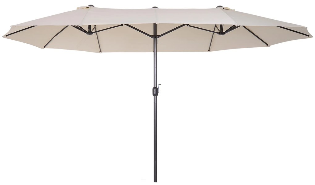 Outsunny Chapéu de Sol Duplo para Jardim 4,6x2,7x2,4 m Chapéu de Sol Anti UV com Manivela para Exterior Bege | Aosom Portugal