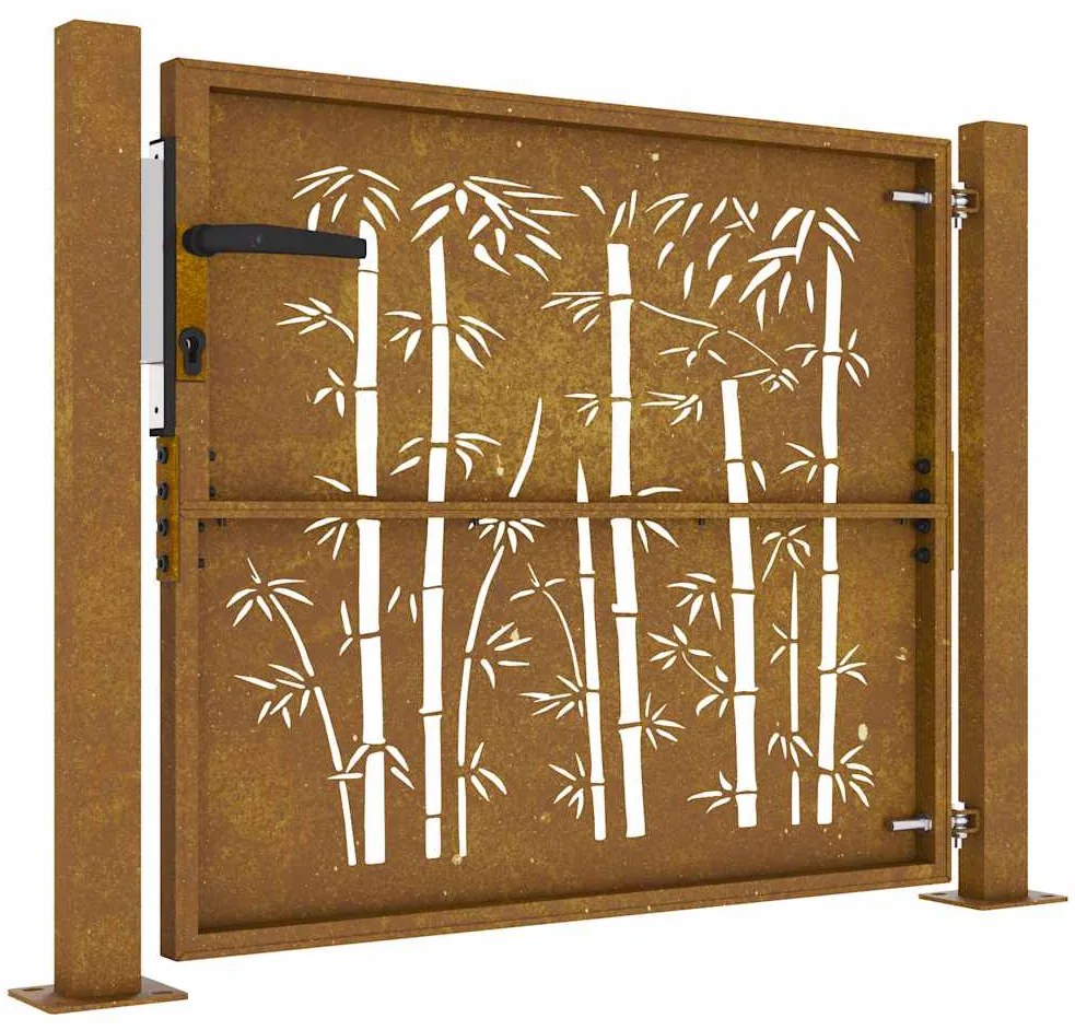 Portão de jardim 105x105 cm aço corten design bambu