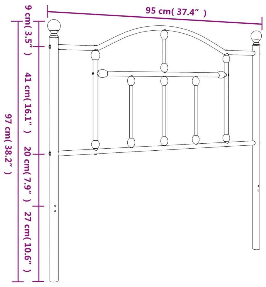 Cabeceira de cama 90 cm metal preto