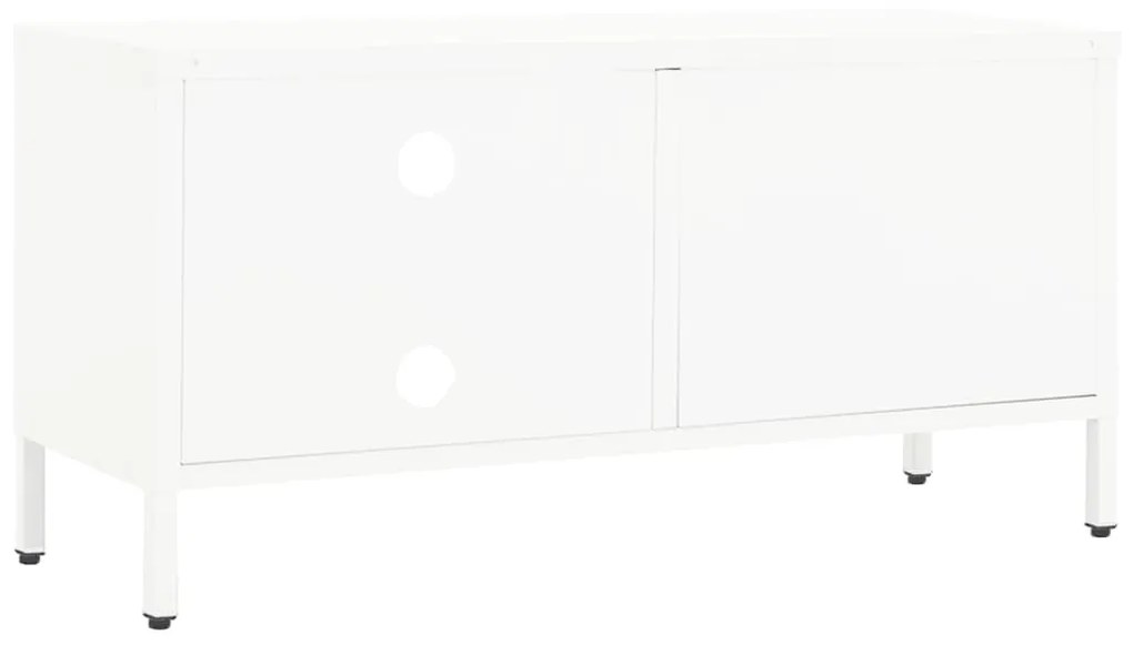 Móvel de TV 90x30x44 cm vidro e aço branco