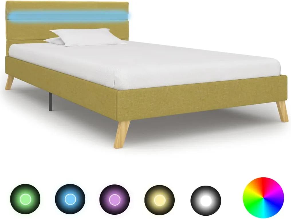 Estrutura de cama com LEDs 90x200 cm tecido verde