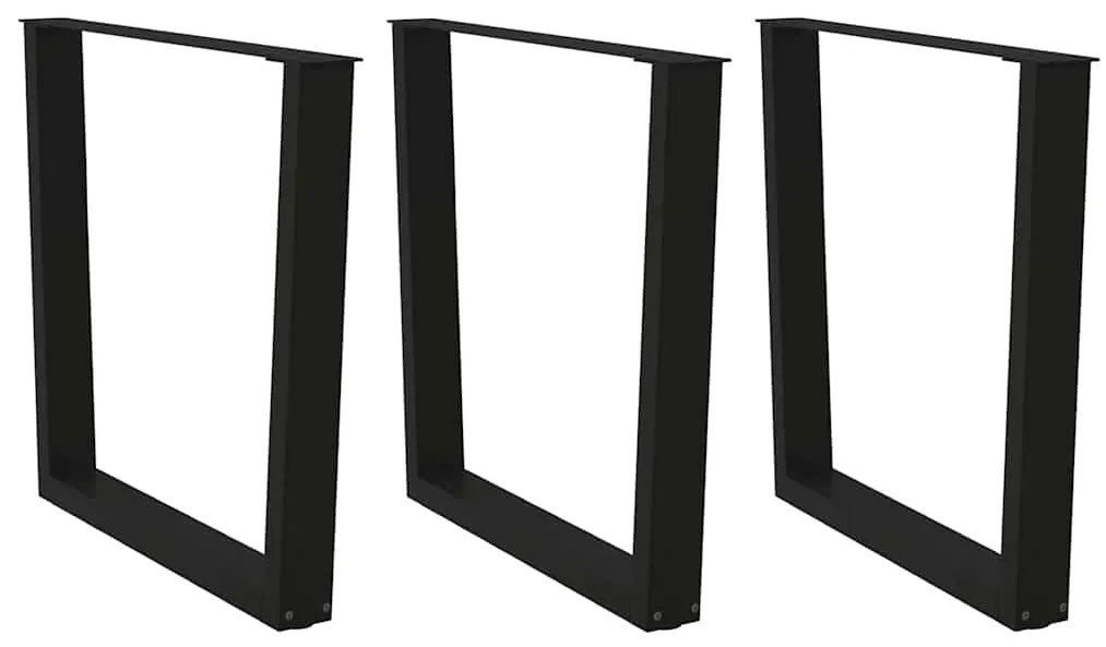 Pernas para mesa de jantar em V 3 peças, preto, 80x(72-73,3) cm, aço