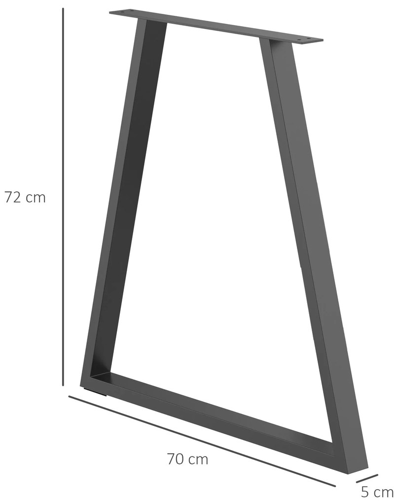 HOMCOM Conjunto de 2 Pés para Mesa 72x6x72cm Pés para Móveis de Aço pa