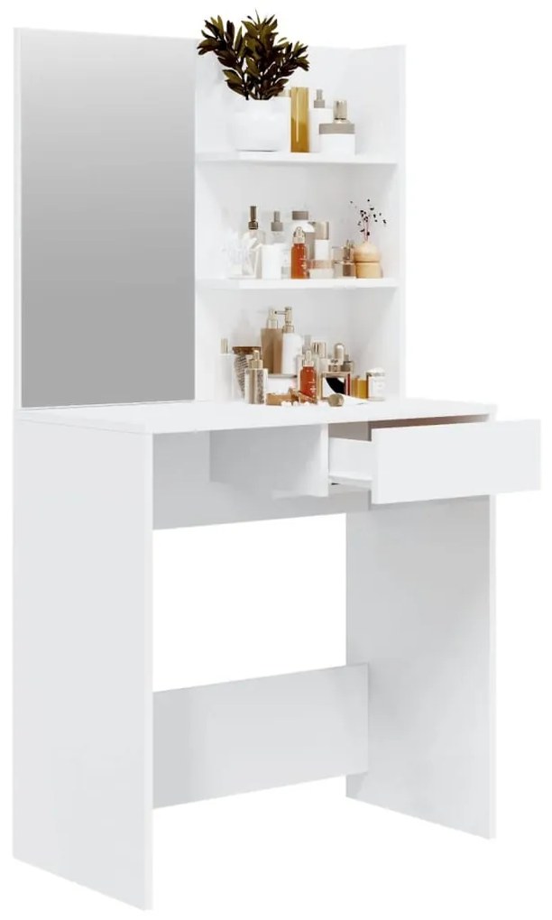 Toucador com espelho 74,5x40x141 cm branco brilhante