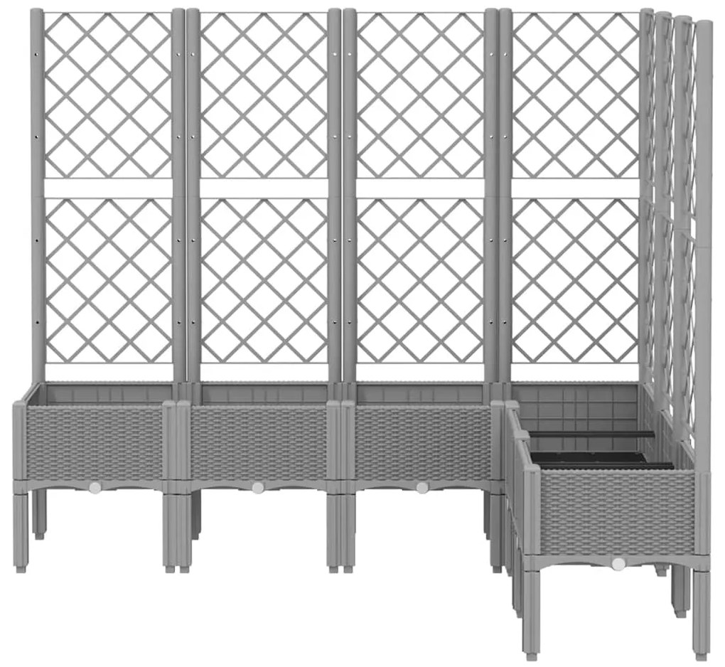 Vaso/floreira de jardim c/ treliça 160x120x142cm PP cinza-claro