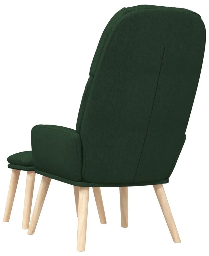 Cadeira de descanso com banco tecido verde-escuro